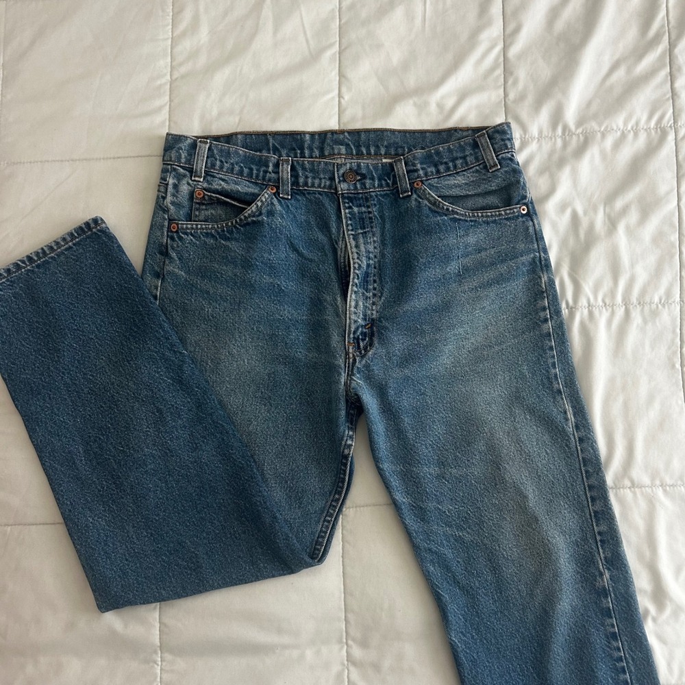 Vintage Levis 505 Orange Tab Jeans Mens 36x29 Made in USA Medium Wash Denim